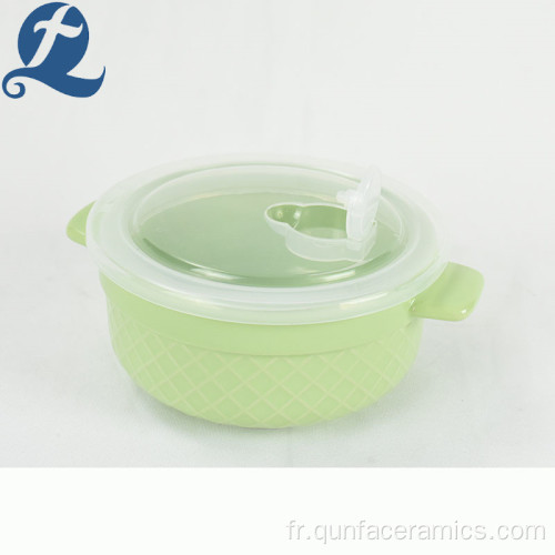 Wholesale personnalisé gaufrage grille binaural pots à soupe en céramique